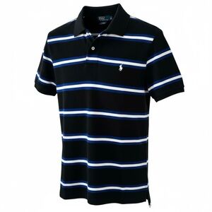 Polo by Ralph Lauren Black with Blue and White Stripes Short Sleeve Polo Shirt